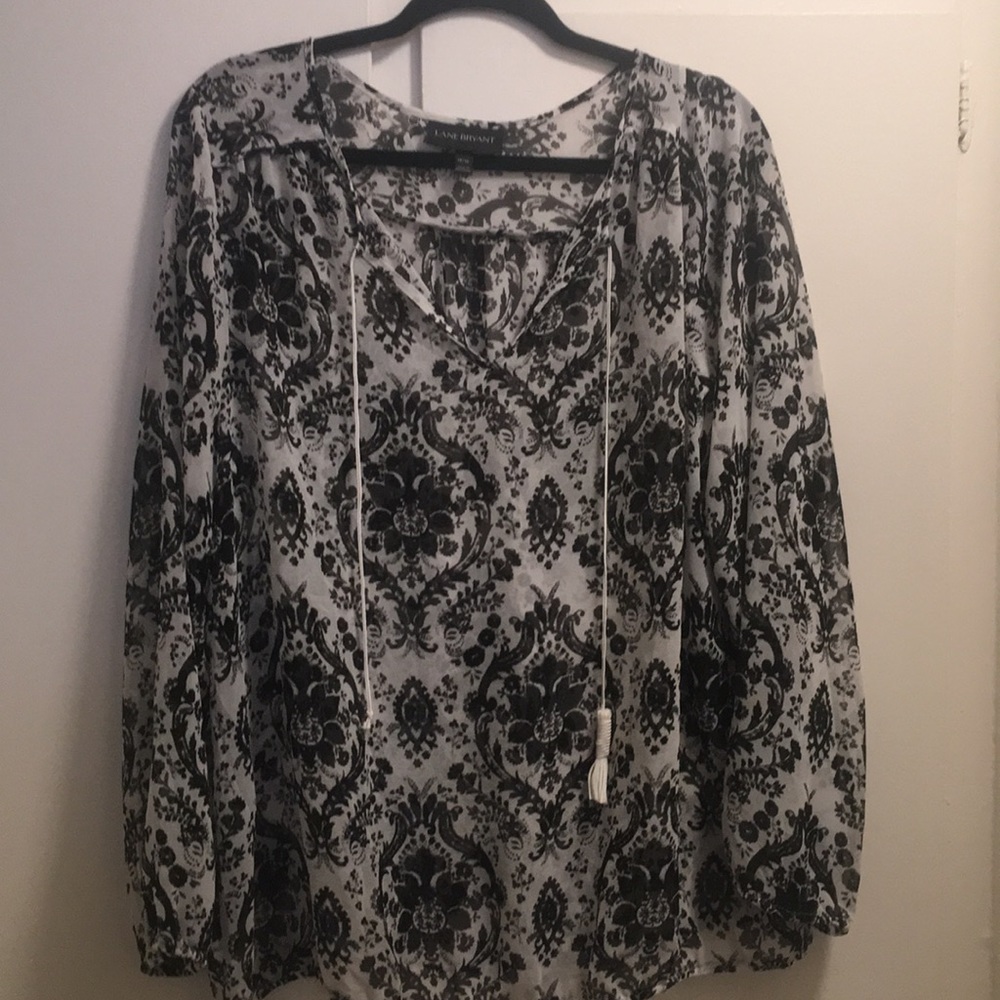 Lane Bryant black and silver sheer blouse 14/16